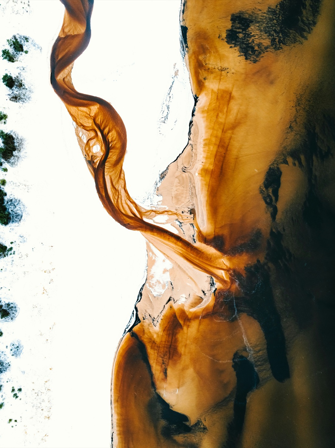 Aerial view of a branching river delta, evoking Axo Neurotech's neural-interface work